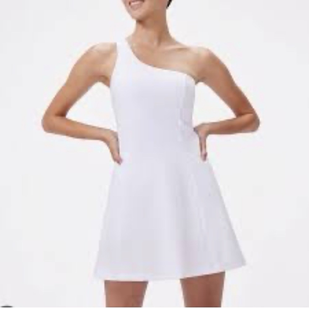 Outdoor Voices One-Shoulder Exercise Dress Women Size Large White Tennis Gym